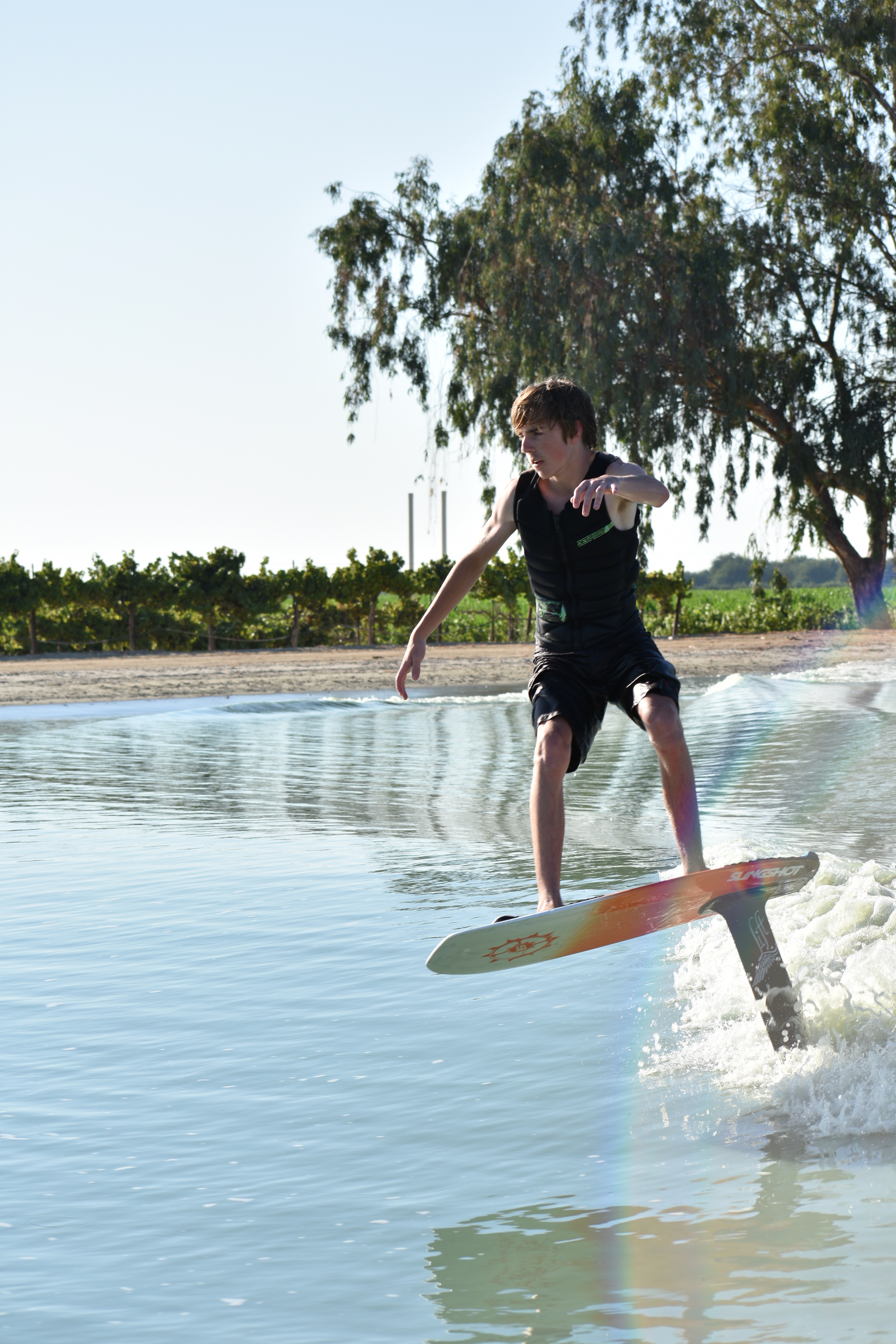 Wake foil surfing